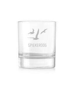 Maritimes-premium-Whiskeyglas-“Spiekeroog-mit-Mo¨wen”-mit-Lasergravur